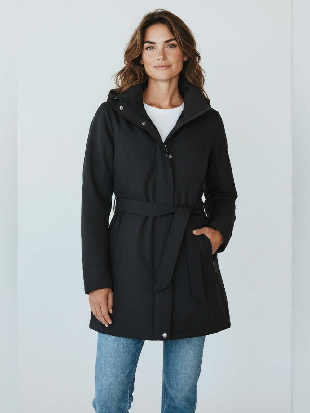 Cloudveil Fleece-Lined Hooded Belted Coat SZ M